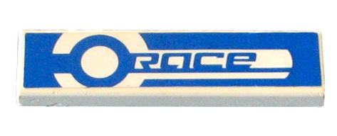 Lego Tile 1 x 4 with Blue and White 'Race' Pattern (Sticker) - Set 8662