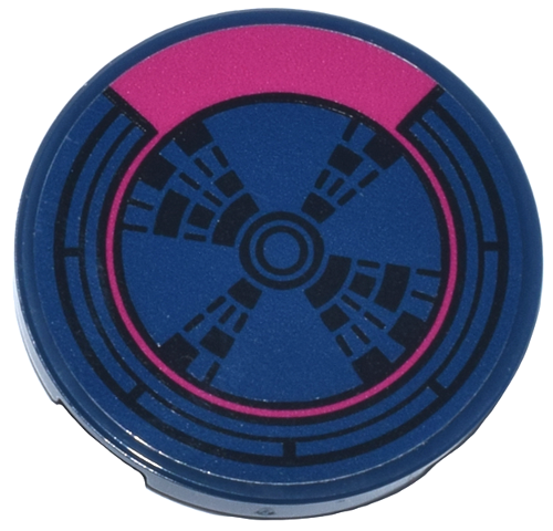 Lego Tile, Round 3 x 3 with Black and Magenta Radar, Cosmic Energy Power Emblem Pattern (Sticker) - Set 76316