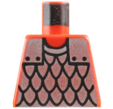 Lego Torso Castle Silver Scale Mail Armor Pattern / Red