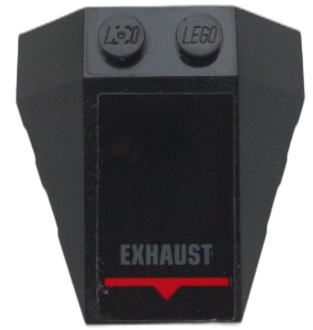 Lego Wedge 4 x 4 Triple with Stud Notches with 'EXHAUST', Red Line and Triangle Pattern (Sticker) - Set 70923