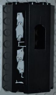 Lego Panel 3 x 4 x 6 with Window with 4 Metal Plates Wall Repairs Pattern on Right Side (Sticker) - Set 2505