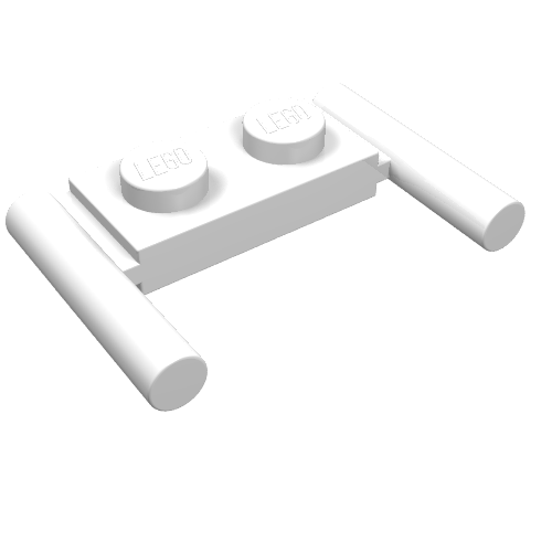 Lego Plate Special 1 x 2 with Handles [Round Ends, Mid Attachment] / White