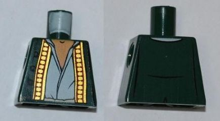 Lego Torso PotC Vest with Dark Red and Gold Trim over White Shirt Pattern / Dark Green
