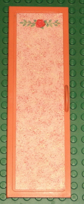 Lego Scala Cupboard Door Large with Rose and Leaves Pattern (Sticker) - Set 3242 / Salmon