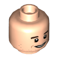 Lego Minifig Head Antoni, Dark Brown Eyebrows, Open Mouth Smile / Closed Mouth Smile Print / Light Nougat