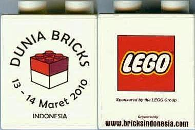 Lego Duplo, Brick 1 x 2 x 2 with DUNIA BRICKS 13-14 Maret 2010 INDONESIA Pattern