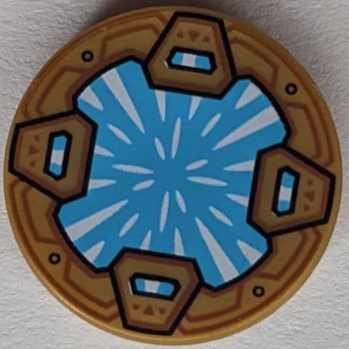 Lego Tile Round 2 x 2 with Medium Azure Circle, White Stripes (Energy Portal) Print