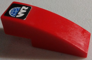 Lego Slope, Curved 3 x 1 with Globe and White 'WR' World Racers Logo Pattern (Sticker) - Set 8863