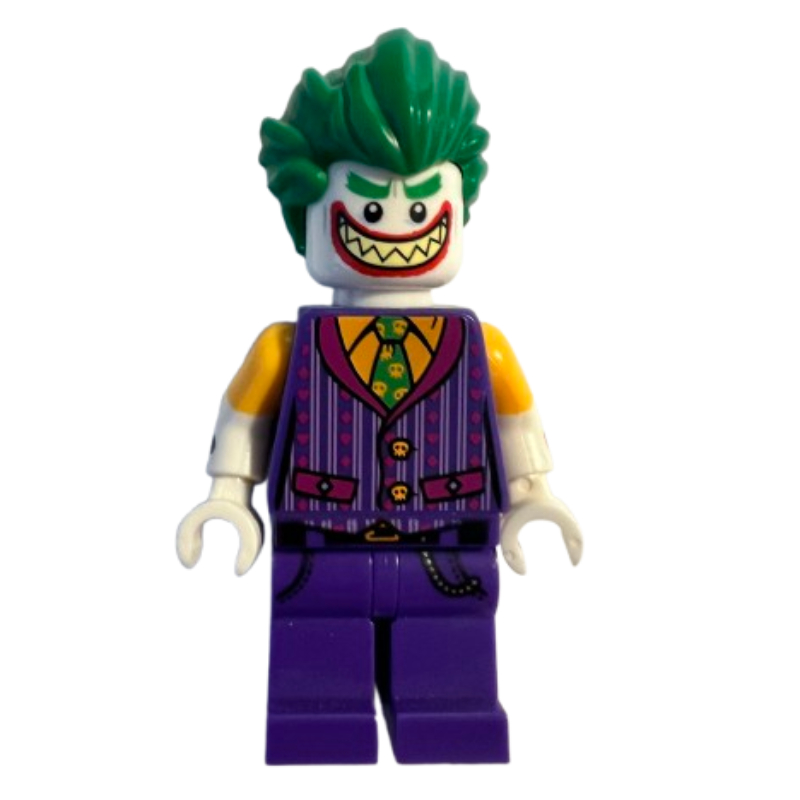 Lego The Joker with Bright Light Orange Shirt, Dark Purple Vest and Large Grin with Sharp Teeth