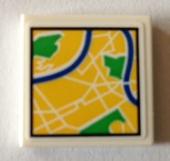 Lego Tile 2 x 2 with Map City Street View Pattern (Sticker) - Set 40170