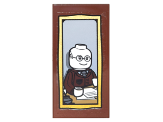Lego Tile 2 x 4 with Portrait of Bald Man with Glasses at Desk Pattern (Sticker) - Set 10217