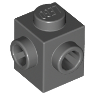 Lego Brick Special 1 x 1 with Studs on 2 Adjacent Sides / Dark Bluish Gray