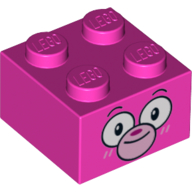 Lego Brick 2 x 2 with Monkey Face print / Dark Pink