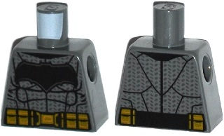 Lego Torso Batman Large Bat Logo, Body Armor and Black and Gold Belt Pattern / Dark Bluish Gray