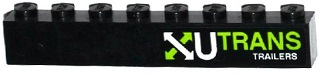 Lego Brick 1 x 8 with White and Lime Arrows and 'U TRANS TRAILERS' Pattern Model Right Side (Sticker) - Set 60085 / Black