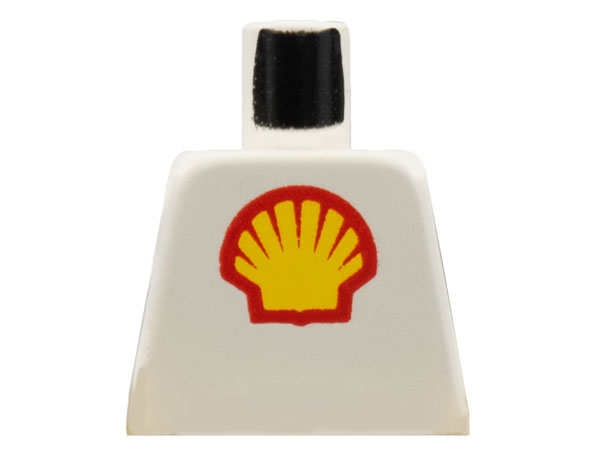 Lego Torso with Red and Yellow Shell Logo Large Pattern / White