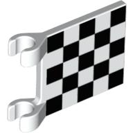 Lego Flag 2 x 2 Square [Thin Clips] with Chequered Print / White