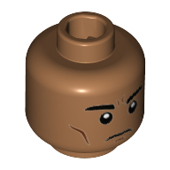 Lego Minifig Head Apache Chief, Eyebrows, Cheek Lines, Firm Expression [Hollow Stud] / Medium Nougat
