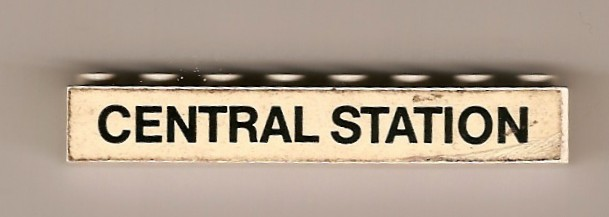 Lego Brick 1 x 8 with Black 'CENTRAL STATION' Pattern (Sticker) - Set 148 / White
