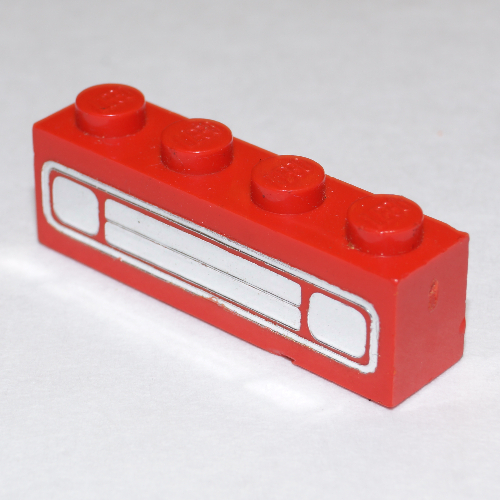 Lego Brick 1 x 4 with Bottom Tubes, Lowered Center Cross Support with Chrome Silver Car Grill Print [Embossed]