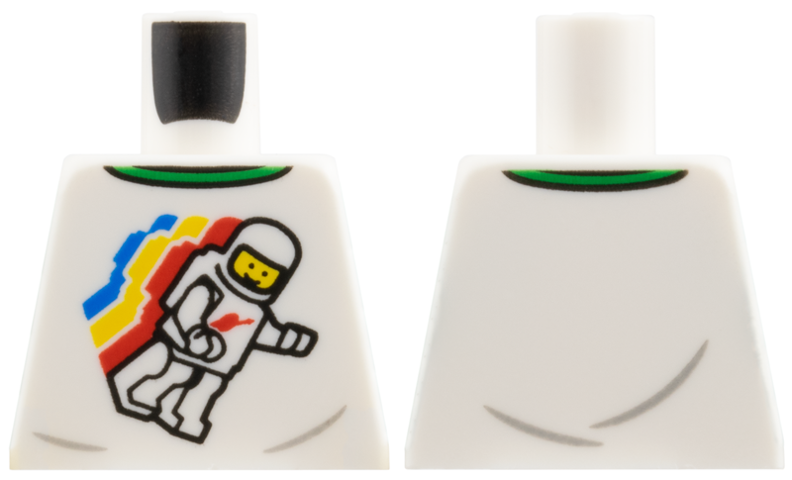 Lego Torso Classic Space Minifigure Floating with Light Bluish Gray Wrinkles and Back Print Pattern / White