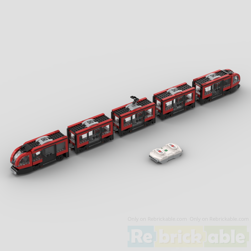 Lego 60423 Downtown tram expanded and motorized with Powered Up