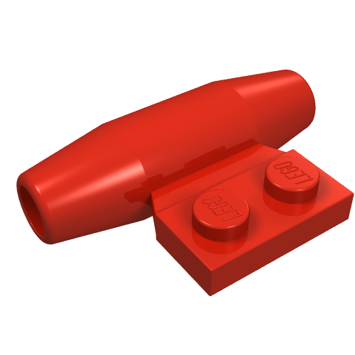 Lego Engine - Smooth, Small 1 x 2 Side Plate [No Axle Holders] / Red