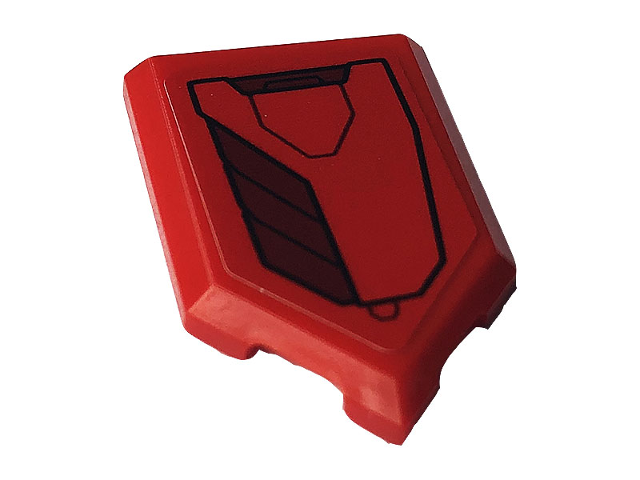 Lego Tile, Modified 2 x 3 Pentagonal with Red and Dark Red Iron Man Hulkbuster Armor Pattern Model Right Side (Sticker) - Set 76164 / Red
