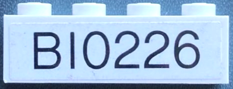 Lego Brick 1 x 4 with Black 'B10226' Pattern (Sticker) - Set 10226 / White