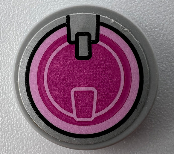 Lego Tile, Round 2 x 2 with Bottom Stud Holder with Hatch with Bright Pink and Dark Pink Circles Pattern (Sticker) - Set 75973