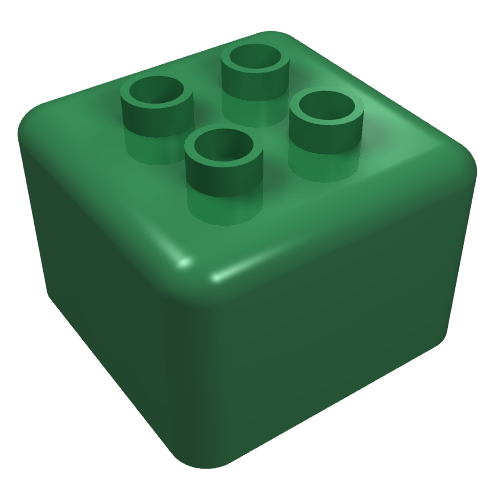 Lego Primo Brick 1 x 1 x 1 with Four Duplo Studs / Green