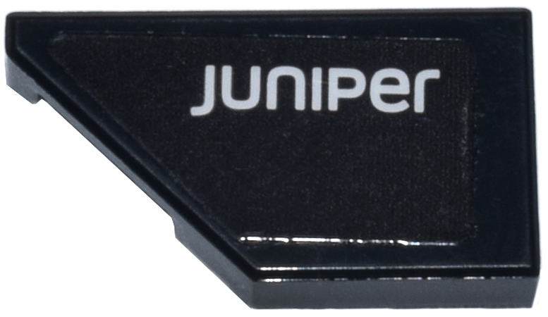 Lego Tile, Modified 1 x 2 Wedge Left with White 'Juniper' Logo Pattern (Sticker) - Set 77245