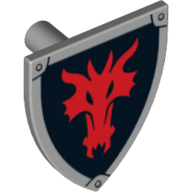 Lego Shield Triangular with Red Dragon Head on Black Background Print