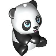 Lego Animal, Panda, Baby, Sitting with Open Mouth, Bright Light Blue Eyes print / White