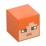 Lego Minifig Head Special, Cube with Alex Face Print / Orange