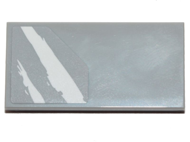 Lego Tile 2 x 4 with 2 Rugged White Diagonal Stripes on Light Bluish Gray Background Pattern (Sticker) - Set 75254