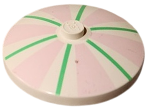 Lego Dish 4 x 4 Inverted (Radar) with Solid Stud with Thick Pink and Thin Green Stripes Pattern