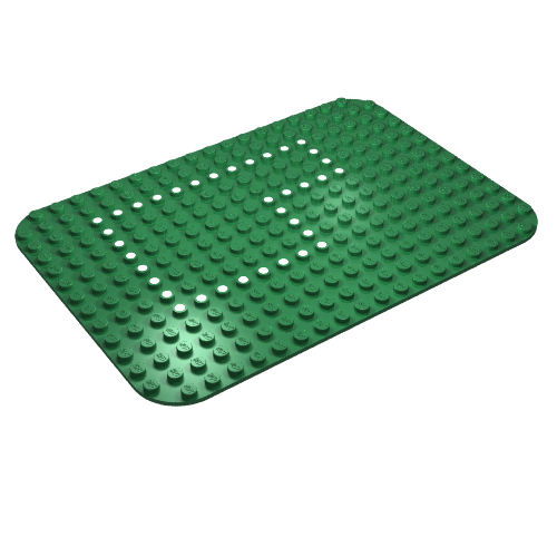 Lego Baseplate 14 x 20 with Rounded Corners and Set 355 Dots Print / Green