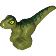 Lego Animal, Dinosaur, Raptor, Baby, Dark Green Stripes