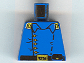 Lego Torso Western Cavalry Uniform, 5 Buttons, Black Belt and Pouch, Gold Buckle with 'US' Pattern / Blue