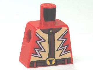 Lego Torso Jacket with Lightning Zigzag and Steer / Bull's Head Buckle Pattern / Red