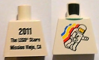 Lego Torso Classic Space Minifigure Floating Front, 2011 The LEGO Store Mission Viejo, CA Back Pattern / White