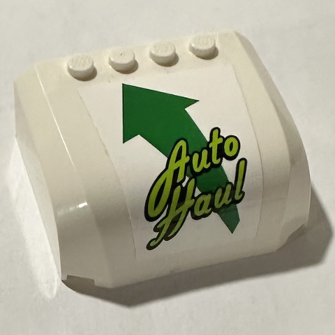 Lego Windscreen 5 x 6 x 2 Curved Top Canopy with 4 Studs with Lime 'Auto Haul' and Green Arrow Pattern (Sticker) - Set 60305