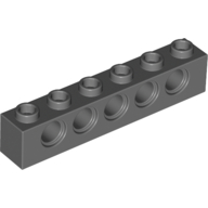 Lego Technic Brick 1 x 6 [5 Pin Holes] / Dark Bluish Gray