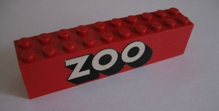 Lego Stickered Assembly 10 x 2 x 2 with 'ZOO' Pattern (Sticker) - Set 258-1