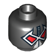 Lego Minifig Head Bane, Dual Sided Wrestler Mask with Large Red Eyes / Yellow Hose Print [Hollow Stud] / Black
