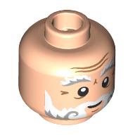 Lego Minifig Head Professor Filius Flitwick, White and Dark Bluish Grey Eyebrows, Dark Tan Wrinkles, White Beard Print