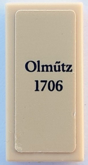 Lego Tile 1 x 2 with Black 'Olmütz 1706' Pattern (Sticker) - Set 910049