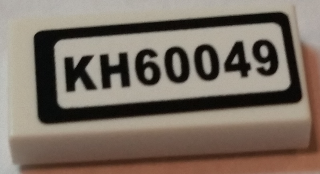Lego Tile 1 x 2 with Black 'KH60049' Pattern (Sticker) - Set 60049