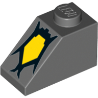 Lego Brick Sloped 45° 2 x 1 with Bottom Pin with Yellow Monster Eye Print